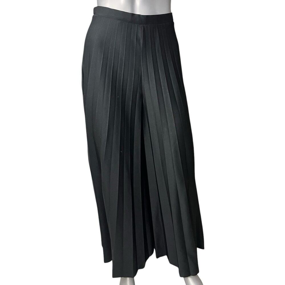 Vtg Pants Pleaded Culottes Wide Leg Black Caron Components Boho 2 XS Zipper
